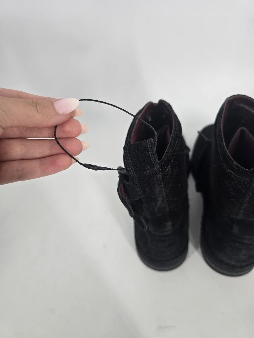 Chanel Black Suede Quilted Buckle Moto Boots Size 37